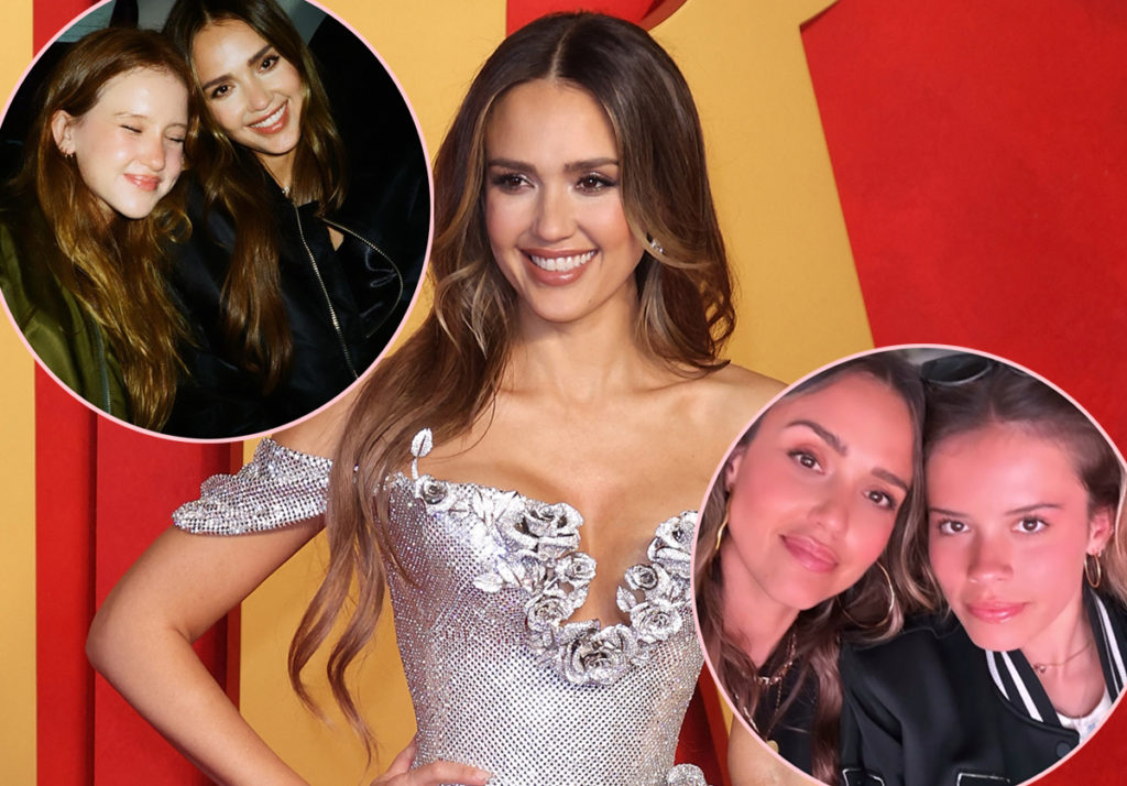 Cute! Jessica Alba Posts Side-By-Sides Of Daughters Wearing Her Classic Red Carpet Looks!